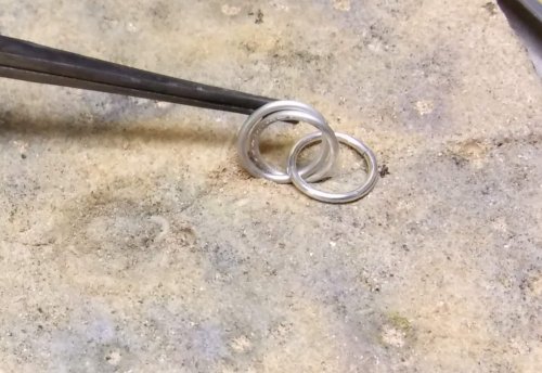 Judy Larson's Wire Links 4, 5, 6 - , Findings & Components, Toggles & Clasps, Earwire & Headpin, Butane Torch, Soldering, Solder, fuse or solder the third jump ring closed.